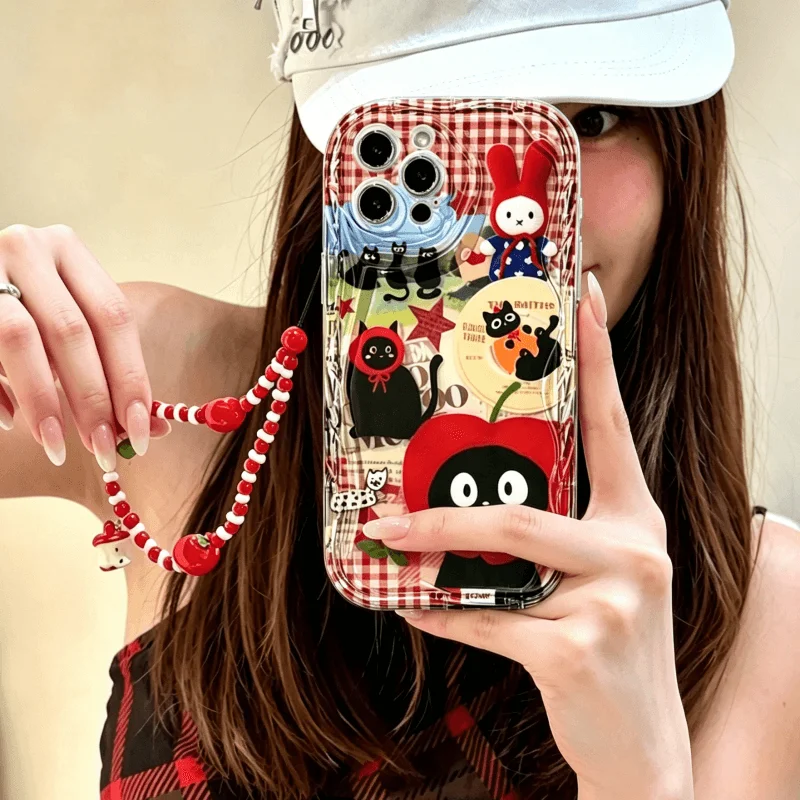Cat Red Apple Fruit Chain Case - Realme C67 ulasan dan harga