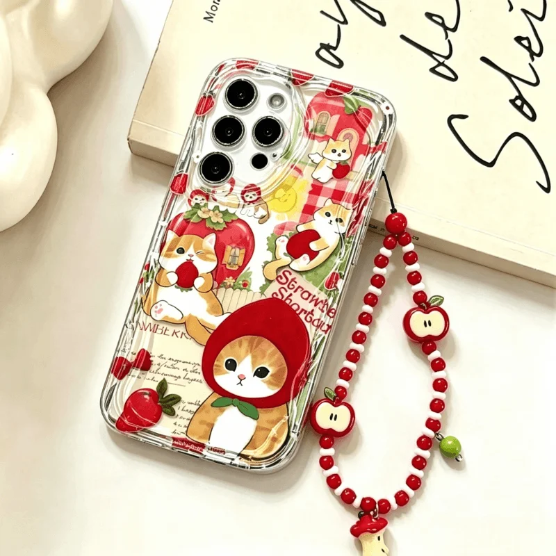 Cat Red Apple Fruit Chain Case - Realme C67 ulasan dan harga